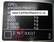 Vauxhall Paint Code Example