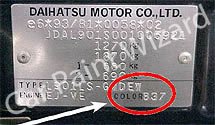 Daihatsu Paint Code Example