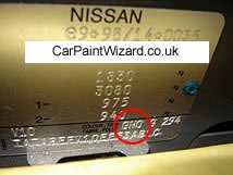 Nissan Paint Code Example