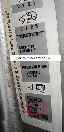 Peugeot Paint Code Example